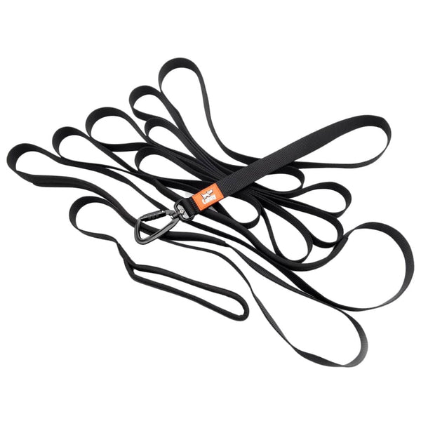 Black 7m Canny Recall Lead for medium-large dogs with locking carabiner, padded handle and grab points.
